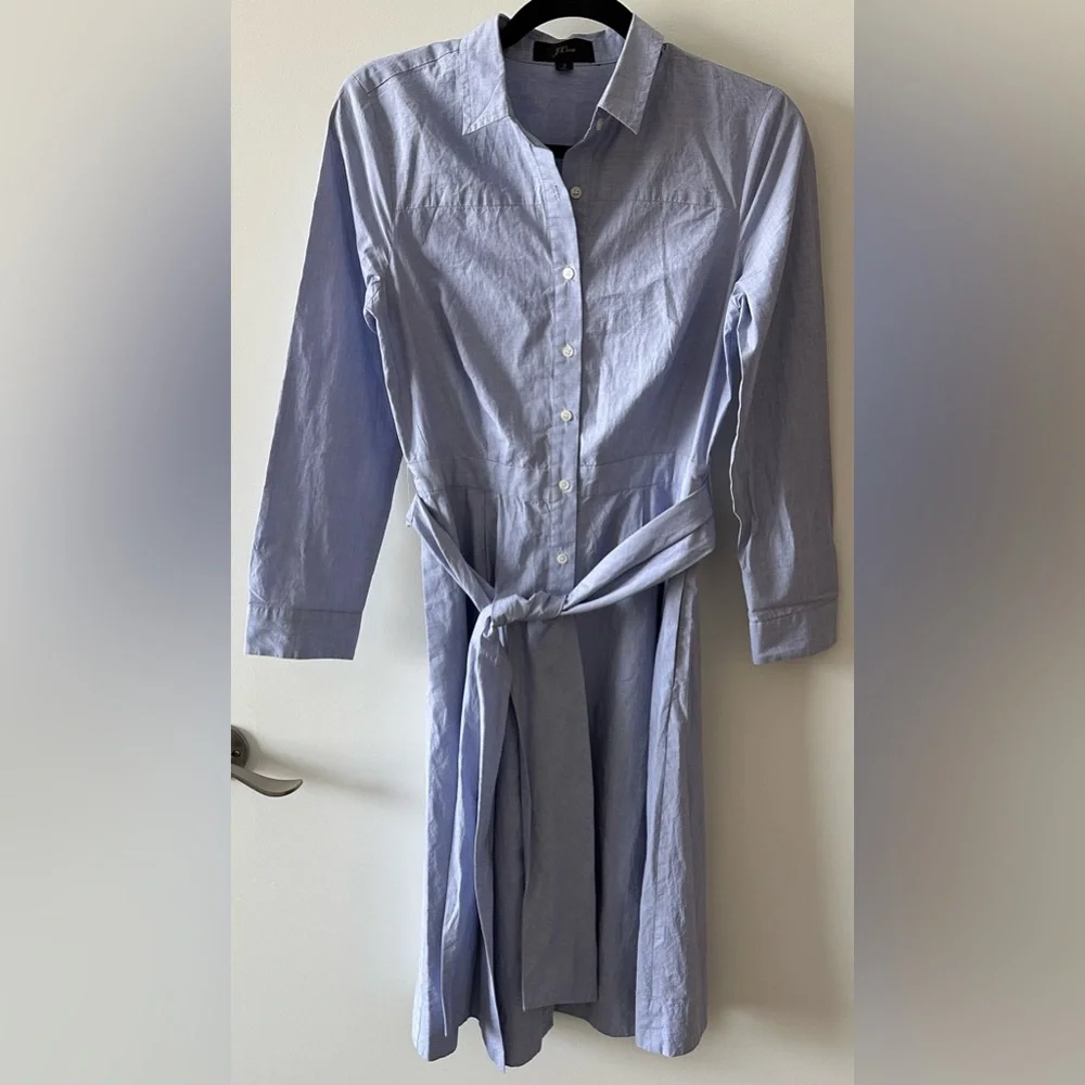 J. Crew Tie-Waist Shirtdress in End-on-End Cotton - Picture 2 of 6